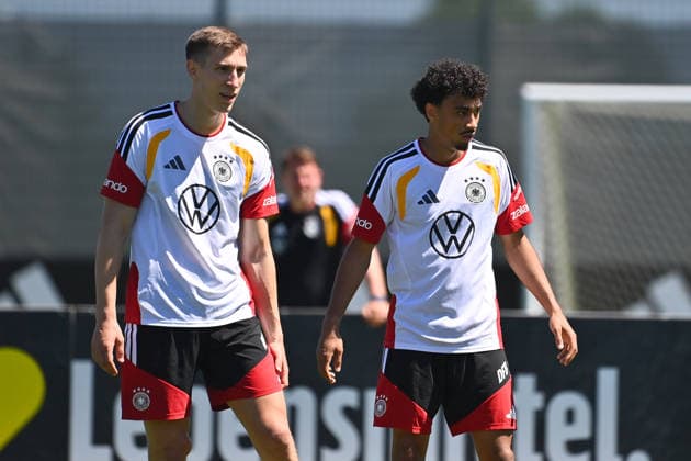 from left Maximilian BEIER GER , Nathaniel BROWN GER German national football team, World Cup preparation, training camp in Herzogenaurach on 28 05 2026