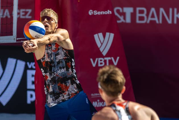 L-R Matyas Dzavoronok and Jakub Sepka (CZE) during the match Matyas Dzavoronok and Jakub Sepka From Czech Republic vs Steven van de Velde and Yorick de Groot of Netherlands at the Pro Tour, Beach volleyball, Beachvolleyball tournament of Elite category, Ostrava, Czech Republic, May 29, 2026. (CTKxPhoto VladimirxPrycek) CTKPhotoP2026052902408  CTKPhotoP2026052902408