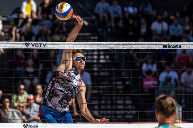 Jakub Sepka (CZE) during the match Matyas Dzavoronok and Jakub Sepka From Czech Republic vs Steven van de Velde and Yorick de Groot of Netherlands at the Pro Tour, Beach volleyball, Beachvolleyball tournament of Elite category, Ostrava, Czech Republic, May 29, 2026. (CTKxPhoto VladimirxPrycek) CTKPhotoP2026052902429  CTKPhotoP2026052902429
