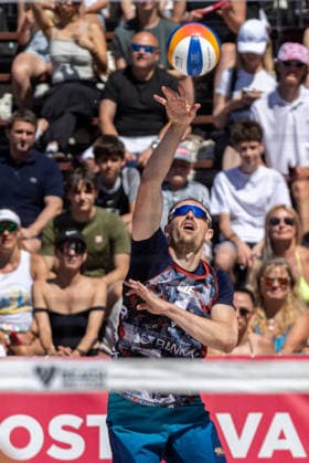 Ondrej Perusic (CZE) during the match Jiri Sedlak and Ondrej Perusic from Czech Republic vs Teo Rotar and Arnaud Gauthier-Rat from France at the Pro Tour, Beach volleyball, Beachvolleyball tournament of Elite category, Ostrava, Czech Republic, May 29, 2026. (CTKxPhoto VladimirxPrycek) CTKPhotoP2026052902867  CTKPhotoP2026052902867