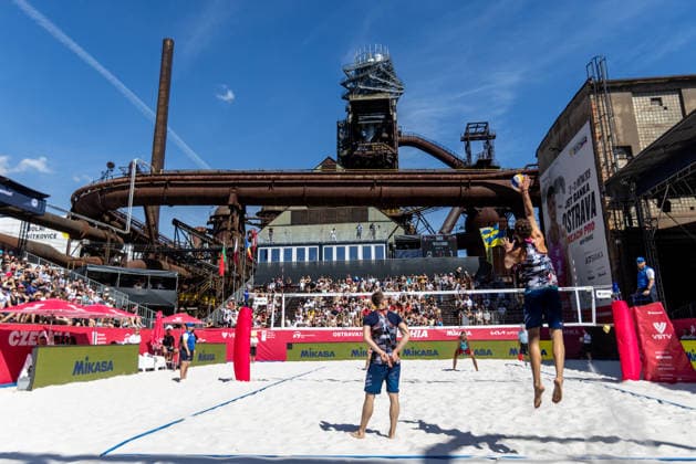 L-R Ondrej Perusic and Jiri Sedlak (CZE) during the match Jiri Sedlak and Ondrej Perusic from Czech Republic vs Teo Rotar and Arnaud Gauthier-Rat from France at the Pro Tour, Beach volleyball, Beachvolleyball tournament of Elite category, Ostrava, Czech Republic, May 29, 2026. (CTKxPhoto VladimirxPrycek) CTKPhotoP2026052902891  CTKPhotoP2026052902891