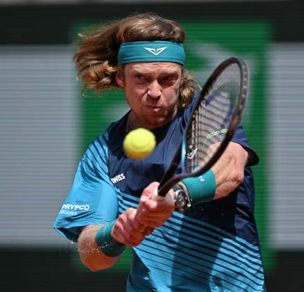 2026 French Open, Roland-Garros - Day 6 PARIS, FRANCE - MAY 29: Andrey Rublev competes with Nuno Borges (not seen) of Portugal during their Men s Singles third round match on Day Six of the 2026 French Open at Roland Garros in Paris, France on May 29, 2026. Mustafa Yalcin Anadolu Paris France. Editorial use only. Please get in touch for any other usage.  Copyright: x2026xAnadoluxMustafaxYalcinx