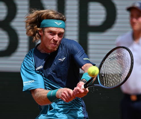 2026 French Open, Roland-Garros - Day 6 PARIS, FRANCE - MAY 29: Andrey Rublev competes with Nuno Borges (not seen) of Portugal during their Men s Singles third round match on Day Six of the 2026 French Open at Roland Garros in Paris, France on May 29, 2026. Mustafa Yalcin Anadolu Paris France. Editorial use only. Please get in touch for any other usage.  Copyright: x2026xAnadoluxMustafaxYalcinx