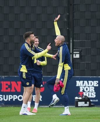Grant Handley and Lyndon Dykes of Scotland Scotland Team Training, Football, Hampden Park, Glasgow, Scotland, UK - 29 May 2026Glasgow Hampden Park United Kingdom EDITORIAL USE ONLY No use with unauthorised audio, video, data, fixture lists, club league logos or live services. Online in-match use limited to 120 images, no video emulation. No use in betting, games or single club league player publications.  Copyright: xStuartxWallace Shutterstockx 16902976g