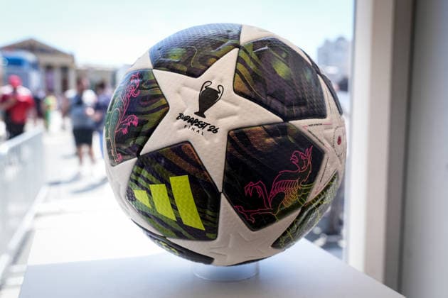 MD-1 Fan Festival - UEFA Champions League Final 2026 Official UEFA Champions League Budapest 26 Final match ball is seen at the MD-1 Fan Festival - UEFA Champions League Final 2026 at Heroes™ Square ahead the UEFA Champions League Final match between Paris Saint-Germain FC and Arsenal FC at Puskas Arena on May 29, 2026 in Budapest, Hungary Budapest Heroes Square Hungary Hungary Copyright: xGiuseppexMaffiax 260529_UCL_ChampionsVillage_GM_06436