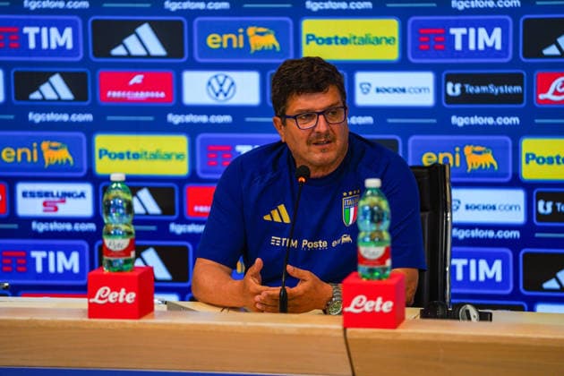 The head coach Silvio Baldini gestures during the Italia team press conference, PK, Pressekonferenz at federal technical center of Coverciano in Florence, Italy - May 29, 2026. - Soccer  Copyright: xSaraxEsposito LaxPressex