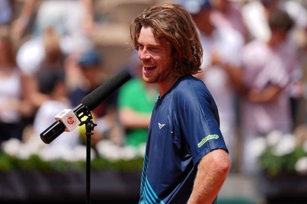 2026-05-29 2026 French Open - Day Six PARIS, FRANCE - MAY 29: Andrey Rublev of Russia during Day Six of the 2026 French Open at Roland Garros on May 29, 2026 in Paris, France. (Photo by Marleen Fouchier BSR Agency) Paris France Content not available for redistribution in The Netherlands directly or indirectly through any third parties. Copyright: xBSRxAgencyx