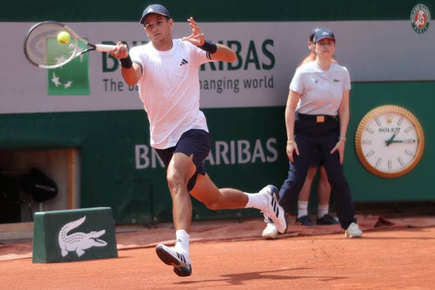 RECORD DATE NOT STATED 29th May 2026; Roland Garros, Paris, France; 2026 French Open Tennis, Day 11; Alex Michelsen (USA) forehand in his match against Rafael Jodar (ESP) JonxBromley
