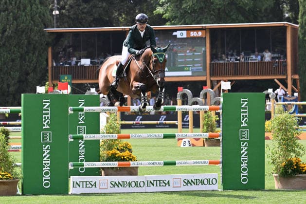 EQUITATION - International Equitation - Piazza di Siena - 93rd CSIO of Rome 2026 Photo by IPA ABACAPRESS.COM85163145 - Rodrigo PESSOA (BRA) and RINS VAN T EIGENLO during the 93rd CSIO Roma 2026 Competition No. 5 - NATIONS CUP INTESA SANPAOLO Two rounds competition - h. 160 Prize Money: 220,000 Ä on May 29, 2026 at Piazza di Siena in Rome, Italy. Rome Italy  Copyright: xIPAxSport ABACAx