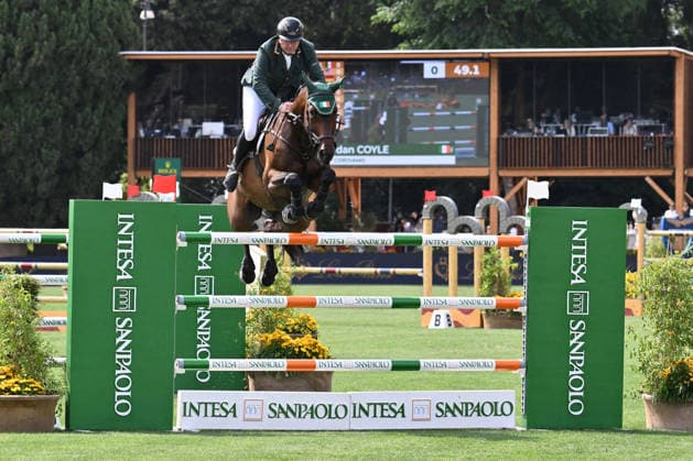 EQUITATION - International Equitation - Piazza di Siena - 93rd CSIO of Rome 2026 Photo by IPA ABACAPRESS.COM85163146 - Jordan COYLE (IRL) and CORDIAMO during the 93rd CSIO Roma 2026 Competition No. 5 - NATIONS CUP INTESA SANPAOLO Two rounds competition - h. 160 Prize Money: 220,000 Ä on May 29, 2026 at Piazza di Siena in Rome, Italy. Rome Italy  Copyright: xIPAxSport ABACAx