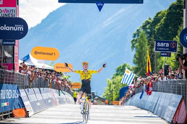 IPA85163888 - Sepp Kuss (USA) winning the stage - Giro D Italia 2026 Stage 19. Finish in Piani di Pezze in Alleghe (BL). On May 29 2026.  Copyright: xRiccardoxSpadettoxDexPaulis IPAxSportx xx 85163888