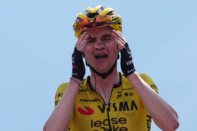 United States™ Sepp Kuss of Team Visma Lease A Bike stage winner during Stage 19 of the Giro d™Italia from Feltre to Alleghe (Piani di Pezze ) Italy, Friday May 29, 2026  Copyright: xGianxMattiaxD Alberto LaPressex