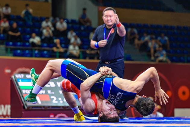 U17 Wrestling Asian Championships 71kg GR Kodirjon Fozilov UZB df Timur Kussainov KAZ Copyright: xAmirrezaxAliasgarix xUnitedxWorlx Kadir Caliskan United World Wr