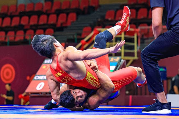 U17 Wrestling Asian Championships 80kg GR Abdulaziz Kholmirzaev UZB df Yujian Cheng CHN Copyright: xAmirrezaxAliasgarix xUnitedxWorlx Kadir Caliskan United World Wr