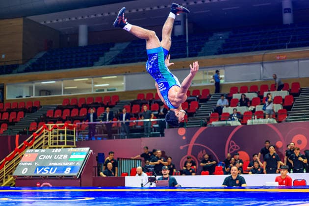 U17 Wrestling Asian Championships 80kg GR Abdulaziz Kholmirzaev UZB Copyright: xAmirrezaxAliasgarix xUnitedxWorlx Kadir Caliskan United World Wr