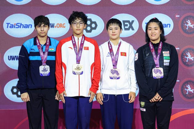 U17 Wrestling Asian Championships Podium 69kg WW Gold Tongtong Liu CHN , Silver Taniya Taniya IND , Bronze Milana Ulanova KGZ , Uno Iwazaki JPN Copyright: xAmirrezaxAliasgarix xUnitedxWorlx Kadir Caliskan United World Wr