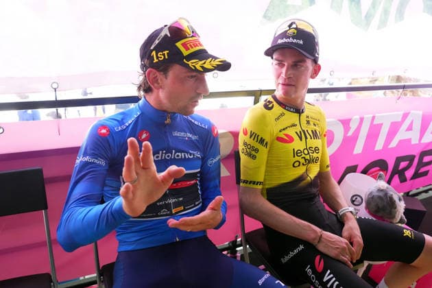 Italy™s Giulio Ciccone of Lidl-Trek and United States™ Sepp Kuss of Team Visma Lease A Bike during Stage 19 of the Giro d™Italia, from Feltre to Alleghe, Italy, Friday, May 29, 2026.  Copyright: xSimonexSpada LaPressex