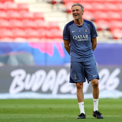 BUDAPEST, HUNGARY - MAY 29: Paris Saint-Germain head coach Luis Enrique reacts during the training session one day ahead of the UEFA Champions League 2026 Final at Puskas Arena on May 29, 2026 in Budapest, Hungary.  Copyright: xRenexNijhuis MBxMediax