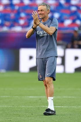 Luis Enrique head coach of PSG gestures during the training session ahead of the 2025 2026 Champions League Final football match between Paris Saint Germain and Arsenal FC at Puskas Arena stadium in Budapest (Hungary), May 29th, 2026. CesarexPurini