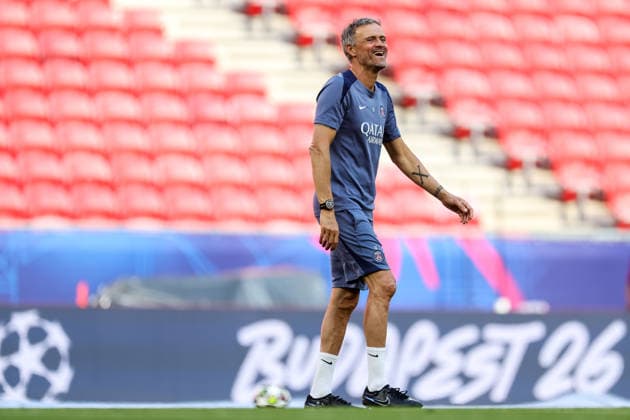 BUDAPEST, HUNGARY - MAY 29: Paris Saint-Germain head coach Luis Enrique reacts during the training session one day ahead of the UEFA Champions League 2026 Final at Puskas Arena on May 29, 2026 in Budapest, Hungary.  Copyright: xRenexNijhuis MBxMediax