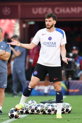 Khvicha Kvaratskhelia of PSG gestures during the training session ahead of the 2025 2026 Champions League Final football match between Paris Saint Germain and Arsenal FC at Puskas Arena stadium in Budapest (Hungary), May 29th, 2026. CesarexPurini