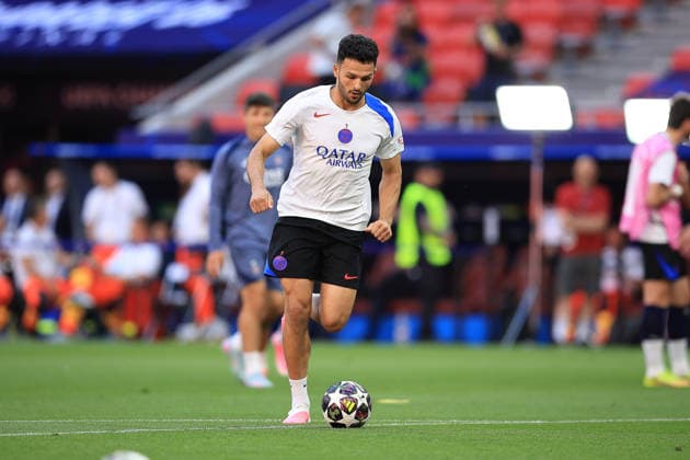 Paris Saint-Germain, Open Training Session Paris Saint-Germain Forward Goncalo Ramos (9) during the open training session for Paris Saint-Germain ahead of the Champions League Cup Final at Puskas Arena Park, Budapest, Hungary on 29 May 2026. Budapest Puskas Arena Park Hungary Editorial use only , Copyright: xChrisxFoxwellx PSI-24345-0088