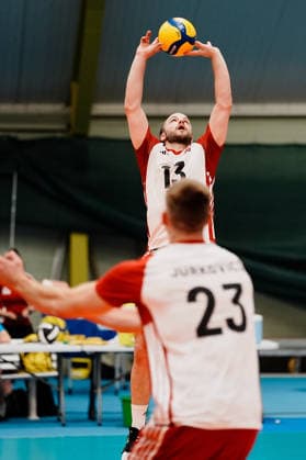 VOLLEYBALL - OEVV, AUT vs ESP, test match STEINBRUNN,AUSTRIA,29.MAY.26 - VOLLEYBALL - OEVV, Oesterreichischer Volleyball Verband, test match, Austria vs Spain. Image shows Max Thaller and Mathaeus Jurkovics (AUT).  GEPAxpictures xKevinxKada