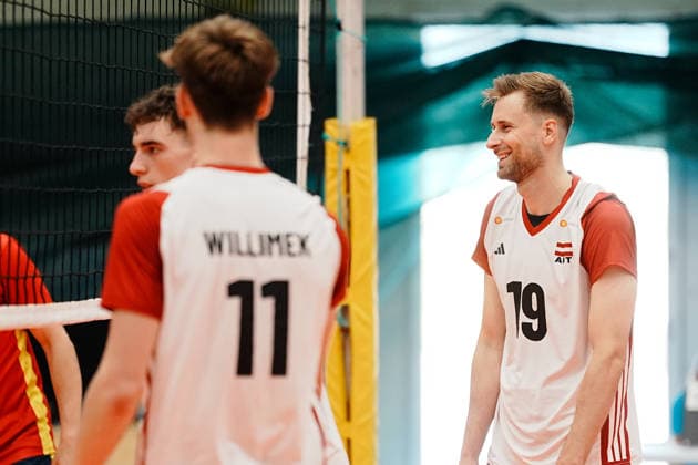 VOLLEYBALL - OEVV, AUT vs ESP, test match STEINBRUNN,AUSTRIA,29.MAY.26 - VOLLEYBALL - OEVV, Oesterreichischer Volleyball Verband, test match, Austria vs Spain. Image shows Tobias Willimek and Paul Buchegger (AUT).  GEPAxpictures xKevinxKada