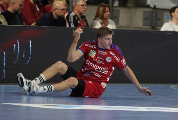 29 05 2026 Handball 1 Bundesliga DAIKIN HBL Season 2025 2026 33 Matchday HC Erlangen Metropolregion Nuremberg HCE Bergischer HC DaMa xdaxmax Sander Andreassen Overjordet 8, HC Erlangen HCE disappointed Disappointment on the ground