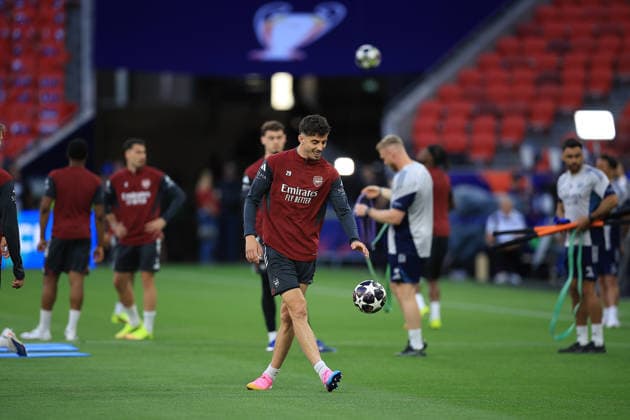 Paris Saint-Germain, Open Training Session Arsenal Forward Kai Havertz (29) during the open training session for Paris Saint-Germain ahead of the Champions League Cup Final at Puskas Arena Park, Budapest, Hungary on 29 May 2026. Budapest Puskas Arena Park Hungary Editorial use only , Copyright: xChrisxFoxwellx PSI-24345-0096