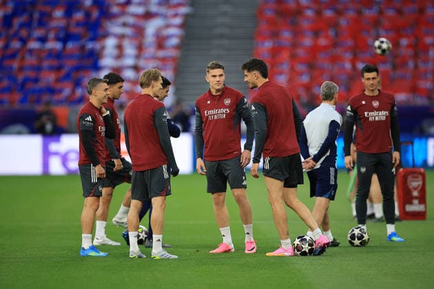 Paris Saint-Germain, Open Training Session Arsenal Forward Viktor Gyökeres (14) during the open training session for Paris Saint-Germain ahead of the Champions League Cup Final at Puskas Arena Park, Budapest, Hungary on 29 May 2026. Budapest Puskas Arena Park Hungary Editorial use only , Copyright: xChrisxFoxwellx PSI-24345-0095