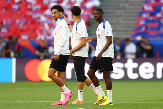 May 29, 2026, Budapest, Hungary: MARQUINHOS, ACHRAF HAKIMI and OUSMANE DEMBELE in the last PSG training session ahead of the UEFA Champions League 2025 26 final between Paris Saint-Germain and Arsenal FC at the Puskas Arena in Budapest, Hungary. Budapest Hungary - ZUMAc179 20260529_zep_c179_058 Copyright: xMickaelxChavetx