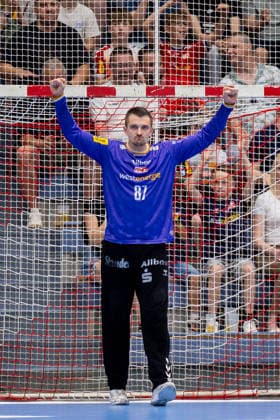 29 05 2026, 33 Matchday of 2 Handball Bundesliga, TuSEM Essen HSG Nordhorn Lingen Goalkeeper Dominik Plaue TuSEM Essen Essen Am Hallo NRW Germany xRHR PHOTO DEx Copyright: DennisxEwert RHR-FOTOx RHR-FOTO DE