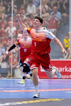 29 05 2026, 33 Matchday of the 2 Handball Bundesliga, TuSEM Essen HSG Nordhorn Lingen Valentin Willner TuSEM Essen cheers Essen Am Hallo NRW Germany xRHR PHOTO DEx Copyright: DennisxEwert RHR-FOTOx RHR-FOTO DE