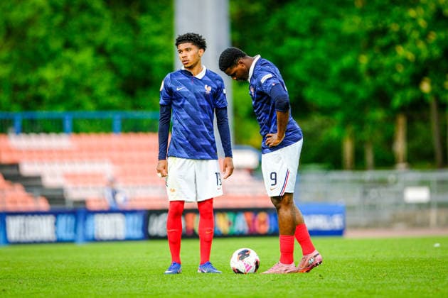 UEFA Under-17 European Championship, EM, Europameisterschaft Estonia 2026 Christ Batola and Loan Merrifield in action during the UEFA Under-17 European Championship Group-A match between France U-17 vs Denmark U-17 national teams, Tallinn Estonia 29.05.2026 Tallinn A Le Coq Arena Estonia Copyright: xMaurixLevandix