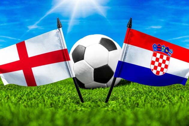 May 22, 2026: PHOTO MONTAGE, 2026 FIFA World Cup, WM, Weltmeisterschaft, Fussball National flags of England and Croatia with a soccer ball on the field. Illustrative image for the group stage match on June 17 at the 2026 FIFA World Cup *** FOTOMONTAGE, Fußball-Weltmeisterschaft 2026: Nationalflaggen von England und Kroatien mit Fußball auf Rasen. Symbolbild zum WM-Gruppenspiel am 17 Juni bei der FIFA Fussball-Weltmeisterschaft 2026