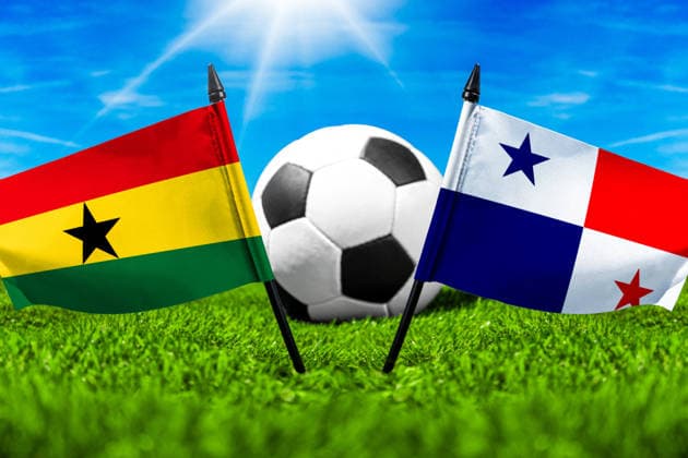 May 22, 2026: PHOTO MONTAGE, 2026 FIFA World Cup, WM, Weltmeisterschaft, Fussball National flags of Ghana and Panama with a soccer ball on a grass field. Illustrative image for the group stage match on June 18 at the 2026 FIFA World Cup *** FOTOMONTAGE, Fußball-Weltmeisterschaft 2026: Nationalflaggen von Ghana und Panama mit Fußball auf Rasen. Symbolbild zum WM-Gruppenspiel am 18 Juni bei der FIFA Fussball-Weltmeisterschaft 2026