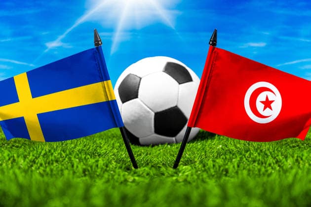 May 22, 2026: PHOTO MONTAGE, 2026 FIFA World Cup, WM, Weltmeisterschaft, Fussball National flags of Sweden and Tunisia with a soccer ball on the field. Illustrative image for the group stage match on June 15 at the 2026 FIFA World Cup *** FOTOMONTAGE, Fußball-Weltmeisterschaft 2026: Nationalflaggen von Schweden und Tunesien mit Fußball auf Rasen. Symbolbild zum WM-Gruppenspiel am 15 Juni bei der FIFA Fussball-Weltmeisterschaft 2026