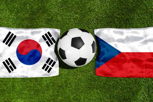 May 22, 2026: PHOTO MONTAGE, 2026 FIFA World Cup, WM, Weltmeisterschaft, Fussball National flags of South Korea and the Czech Republic with a soccer ball on the field. Stock image for the group stage match on June 12 at the 2026 FIFA World Cup *** FOTOMONTAGE, Fußball-Weltmeisterschaft 2026: Nationalflaggen von Südkorea und Tschechien mit Fußball auf Rasen. Symbolbild zum WM-Gruppenspiel am 12 Juni bei der FIFA Fussball-Weltmeisterschaft 2026