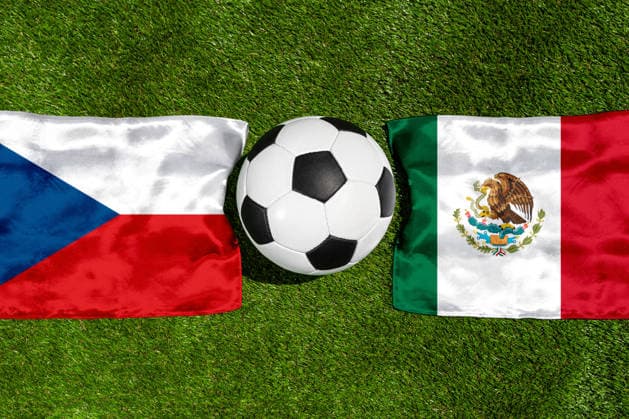 May 22, 2026: PHOTO MONTAGE, 2026 FIFA World Cup, WM, Weltmeisterschaft, Fussball National flags of the Czech Republic and Mexico with a soccer ball on the field. Stock image for the group stage match on June 25 at the 2026 FIFA World Cup *** FOTOMONTAGE, Fußball-Weltmeisterschaft 2026: Nationalflaggen von Tschechien und Mexico mit Fußball auf Rasen. Symbolbild zum WM-Gruppenspiel am 25 Juni bei der FIFA Fussball-Weltmeisterschaft 2026