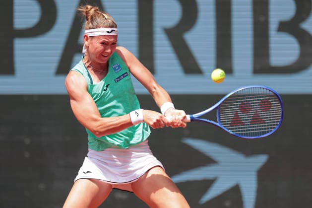RECORD DATE NOT STATED 29th May 2026; Roland Garros, Paris, France; 2026 French Open Tennis, Day 11; Marie Bouzkova (CZE) returns serve from Mirra Andreeva JonxBromley