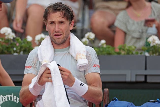 RECORD DATE NOT STATED 29th May 2026; Roland Garros, Paris, France; 2026 French Open Tennis, Day 11; Casper Ruud (NOR) feels the heat in his match against Tommy Paul (USA) JonxBromley