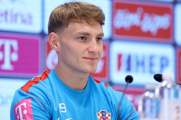 Ivor Pandur and Toni Fruk during press conference, PK, Pressekonferenz Toni Fruk speaks during a Croatia national football team press conference at the Rujevica Stadium in Rijeka, Croatia, on May 29, 2026, ahead of friendly matches against Belgium and Slovenia as part of the team s pre-World Cup training.  NelxPavletic PIXSELL