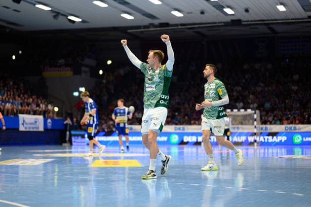 Mathias Gidsel Fuechse Berlin, 19 cheers for the goal GER, ThSV Eisenach against Fuechse Berlin, 1 Daikin Handballbundesliga, Handball, Matchday 30, Season 2025 2026, 29 05 2026 GER, ThSV Eisenach against Fuechse Berlin, 1 Daikin Handballbundesliga, Handball, Matchday 30, Season 2025 2026, 29 05 2026 Eisenach Copyright: xEibner-Pressefoto MartinxHerbstx EP_MHT