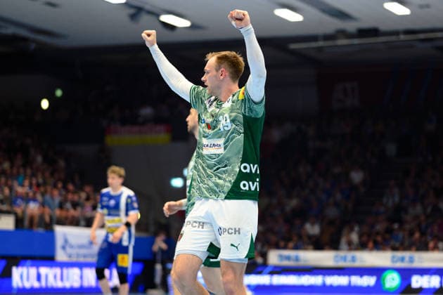 Mathias Gidsel Fuechse Berlin, 19 cheers for the goal GER, ThSV Eisenach against Fuechse Berlin, 1 Daikin Handballbundesliga, Handball, Matchday 30, Season 2025 2026, 29 05 2026 GER, ThSV Eisenach against Fuechse Berlin, 1 Daikin Handballbundesliga, Handball, Matchday 30, Season 2025 2026, 29 05 2026 Eisenach Copyright: xEibner-Pressefoto MartinxHerbstx EP_MHT