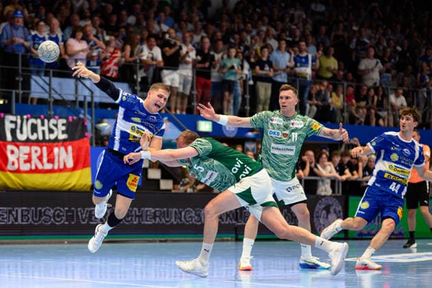 Vukasin Antonijevic ThSV Eisenach, 41 , Max Darj Fuechse Berlin, 05 , Lasse Andersson Fuechse Berlin, 11 , Stephan Seitz ThSV Eisenach, 44 GER, ThSV Eisenach v Fuechse Berlin, 1 Daikin Handballbundesliga, Handball, Matchday 30, Season 2025 2026, 29 05 2026 GER, ThSV Eisenach v Fuechse Berlin, 1 Daikin Handballbundesliga, Handball, Matchday 30, Season 2025 2026, 29 05 2026 Eisenach Copyright: xEibner-Pressefoto MartinxHerbstx EP_MHT