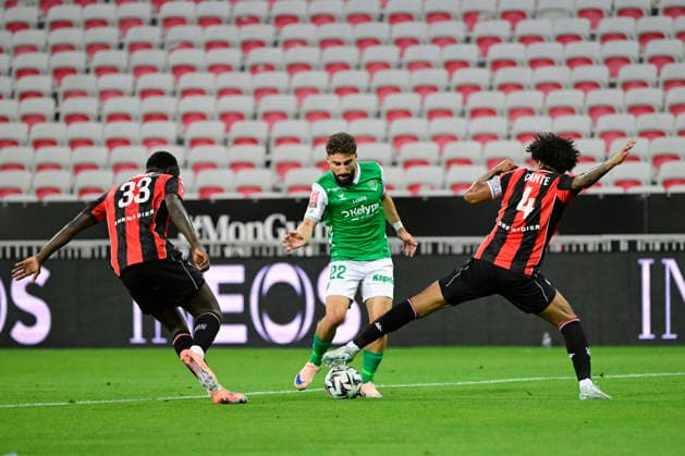 FOOTBALL : OGC Nice VS AS Saint-Etienne - Ligue 1 McDonald s play off - 29 05 2026 Zuriko Davitashvili (ASSE) - Ligue 1 McDonald™s play off match between OGC Nice and AS Saint-Etienne on May 29, 2026 at the Allianz Riviera Stadium in Nice. NiceFrance  Copyright: xWilliamxCannarellax