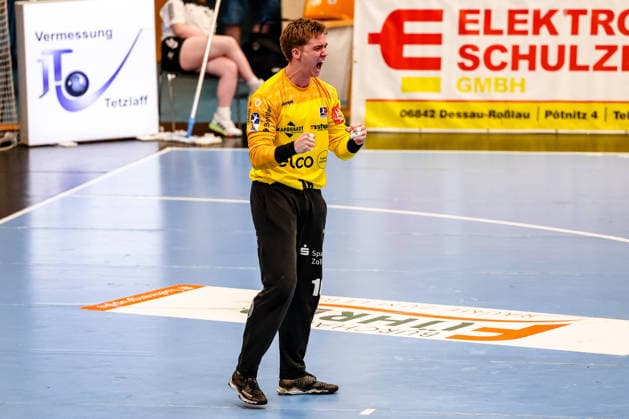 Magnus Bierfreund HBW Balingen Weilstetten, 16 cheers, goal celebration, cheers over goal, Dessau Rosslauer HV 06 vs HBW Balingen Weilstetten, Handball, 2 Bundesliga, 33 Matchday, Season 2025 26, 29 05 2026, Dessau Rosslauer HV 06 vs HBW Balingen Weilstetten, Handball, 2 Bundesliga, 33 Matchday, Season 2025 26, 29 05 2026 Dessau Rosslau Copyright: xEibner-Pressefoto LauraxRoemerx EP_LRR
