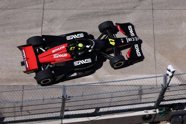 Mike Schumacher (GER) Honda 47, Team Rahal Letterman Lanigan Racing, 1. freies Training, Detroit, Michigan, USA, 29.05.2026, IndyCar, Indy Car, IRL, USA Serie *** Mike Schumacher GER Honda 47, Team Rahal Letterman Lanigan Racing, 1 free practice, Detroit, Michigan, USA, 29 05 2026, Indycar Series