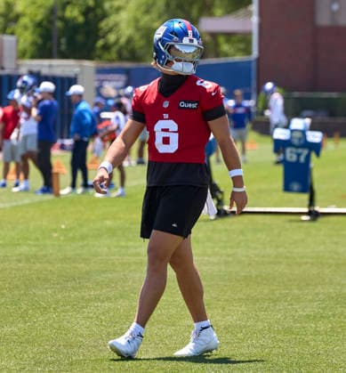 New York Giants quarterback Jaxson Dart (6) during organized team activities at the Quest Diagnostics Training Center in East Rutherford, New Jersey on Friday, May 29, 2026. CSM East Rutherford United States - ZUMAc04_ 20260529_zma_c04_016 Copyright: xDuncanxWilliamsx